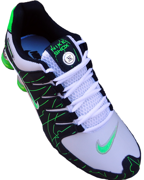 Tênis Nike Shox NZ Branco Preto e Verde cromado MOD:10280