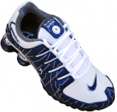 Tênis Nike Shox NZ Branco e Azul Marinho cromado MOD:10281