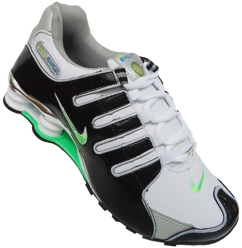 Tênis Nike Shox NZ Branco Preto e Verde cromado MOD:10383