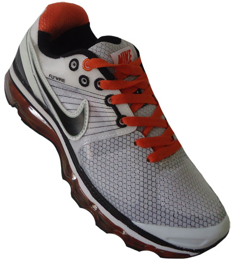 Nike Air Max Flywire 2010 Branco, Preto e Laranja MOD:01